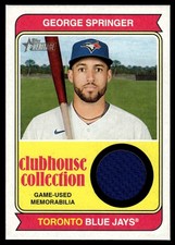 GEORGE SPRINGER 2023 Topps Heritage CLUBHOUSE COLLECTION RELIC BLUE JAYS CCR-GS