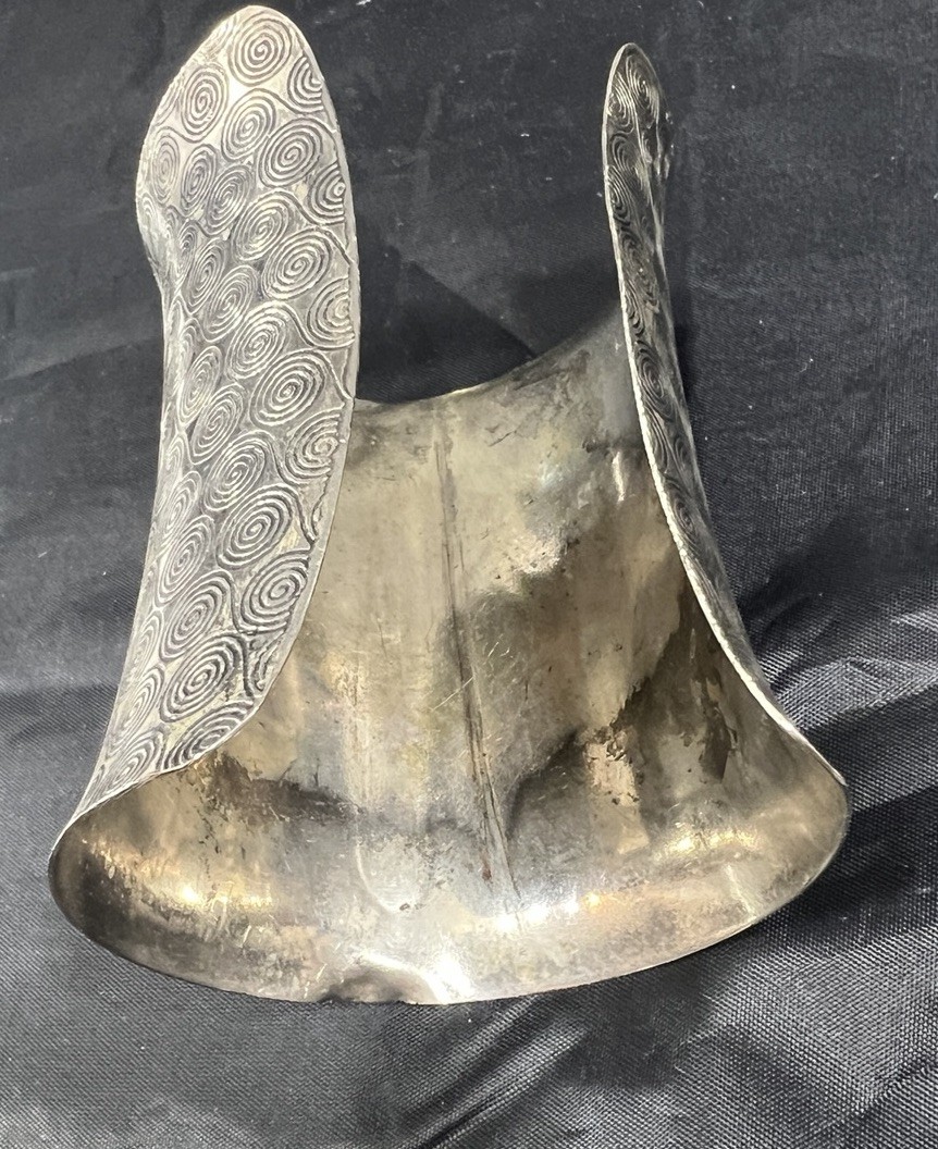 Tooled Statement Cuff Bracelet Silver Black Metal… - image 14