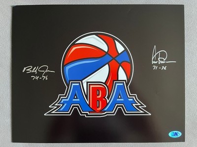 Bobby Jones & Artis Gilmore Signed ABA 16x20 Photo Inscribed ''74-76'' & ''71-76''