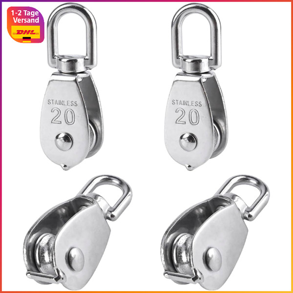 Umlenkrolle 20Mm 304 Edelstahl Riemenscheibe 75Kg Tragkraft 4 StüCk Seilrolle-image