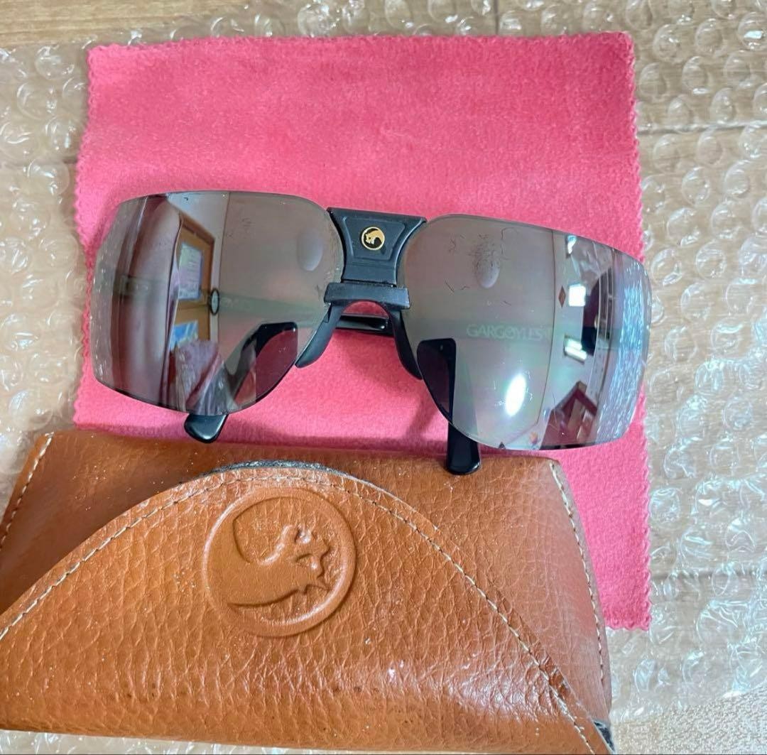 Gargoyles Sunglasses Black Frame Mirror Lenses Used w/Case