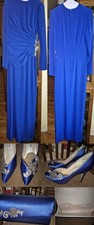 Mint Navy Blue Alyce Design Gown sz 12 Hight Heel Shoes sz 7B  Clutch Handbag