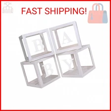 Baby Boxes with 4 PCS Letters for Baby Shower White Clear Balloon Box Blocks Gen