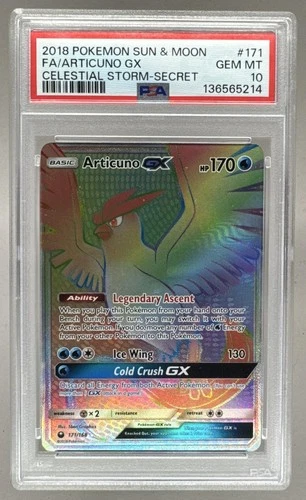 136565214 Articuno 2018 Pokemon Sun & Moon Celestial Storm #171/168 PSA 10