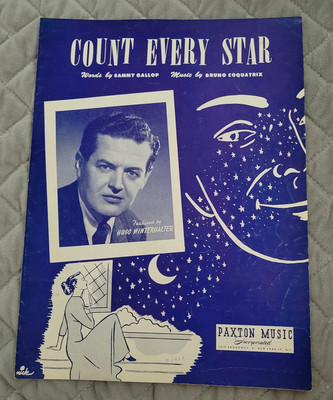 1950 COUNT EVERY STAR Sammy Gallop Hugo Winterhalter Cover Art NICK Sheet Music