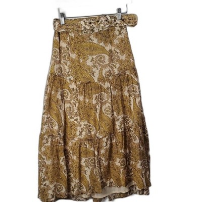 Free People MINKPINK Sistan Belted Midi Paisley Skirt Sz S, Boho Gypsy Festival