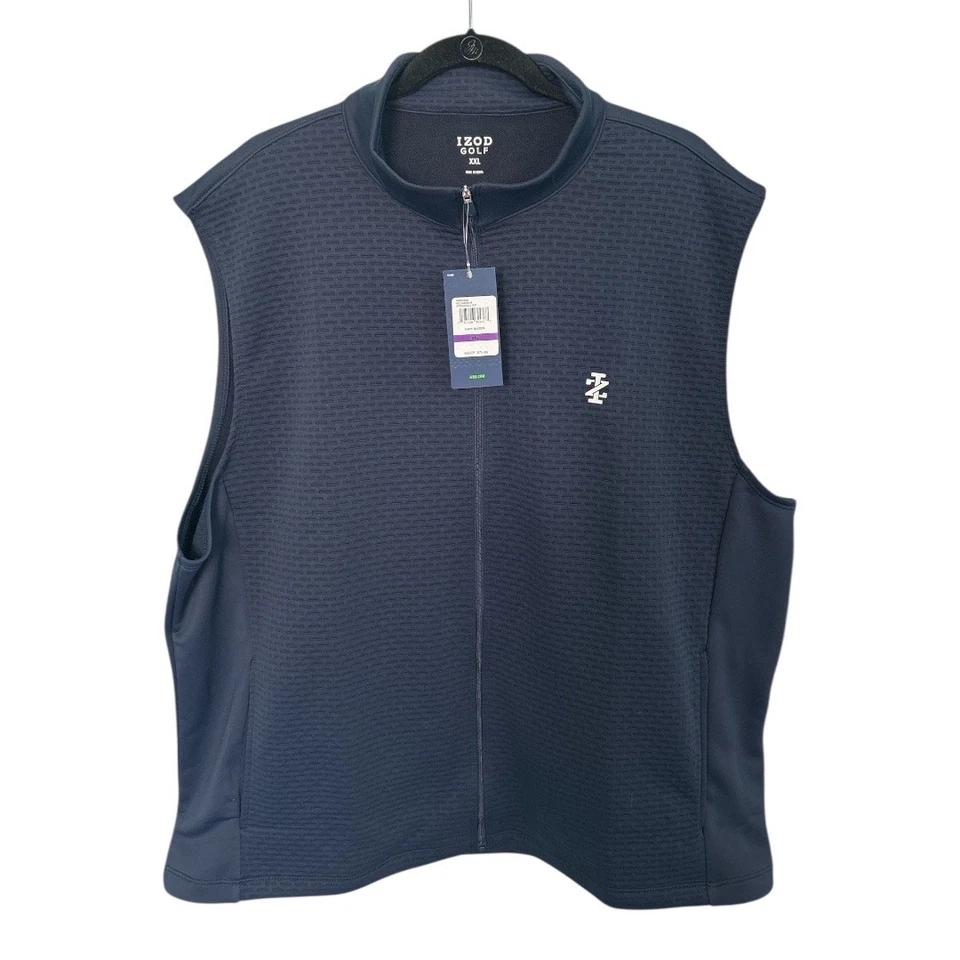 IZOD Men's Hydrashield Vest Navy Blazer Size XXL Full Zip Golf Water Repellent - Image 3 of 4