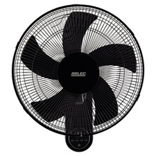 Arlec 40cm Wall Fan With Remote 3 Speed Oscillating 7.5Hr Timer Black 50W