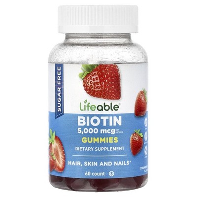 Biotin Gummies, Sugar Free, Strawberry, 60 Gummies (2,500 mcg per Gummy)