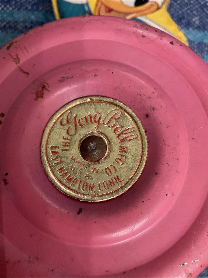 Vintage Donald Duck Club Gong Bell Mfg Wooden Push Pull Toy, No Handle - Image 4 of 4