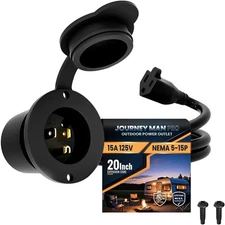 15 Amp AC Power Inlet Port Charger Plug, by  110-125 Volt Socket, Waterproof Ele