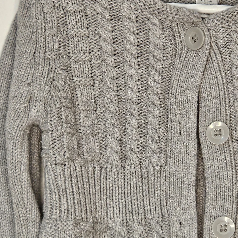 Girls Jillians Closet cable knit basketweave pattern floral rosette sweater S 4 - Image 4 of 4