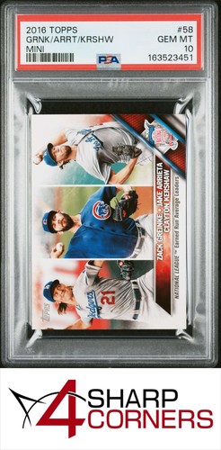 2016 TOPPS MINI #58 CLAYTON KERSHAW DODGERS POP 6 PSA 10