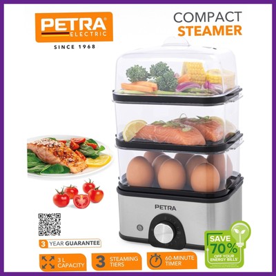 Petra PT5885VDE Elektrischer Dampfgarer   3-Stufiger Kompakter Gemüsedampfer Und