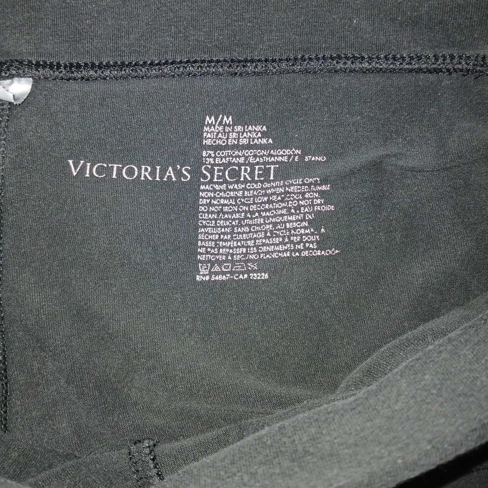 Victoria's Secret VS Angel Leggings Size M Black Foldover Waist Tropical Palm... - Image 4 of 4