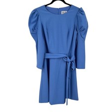 Eliza J Dress tie belt A-line blue size 8