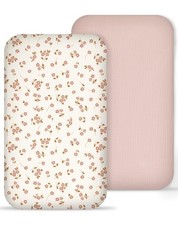 Soft Muslin Bedside Bassinet Sheets 2-Pack, Fitted 33x20 for Newborns