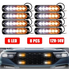 8x Led Amberwhite Side Marker Flash Strobe Light Bar Kit For Car Truck Front 8x Led Amberwhite Side Marker Flash Strobe Light Bar Kit For Car Truck Front