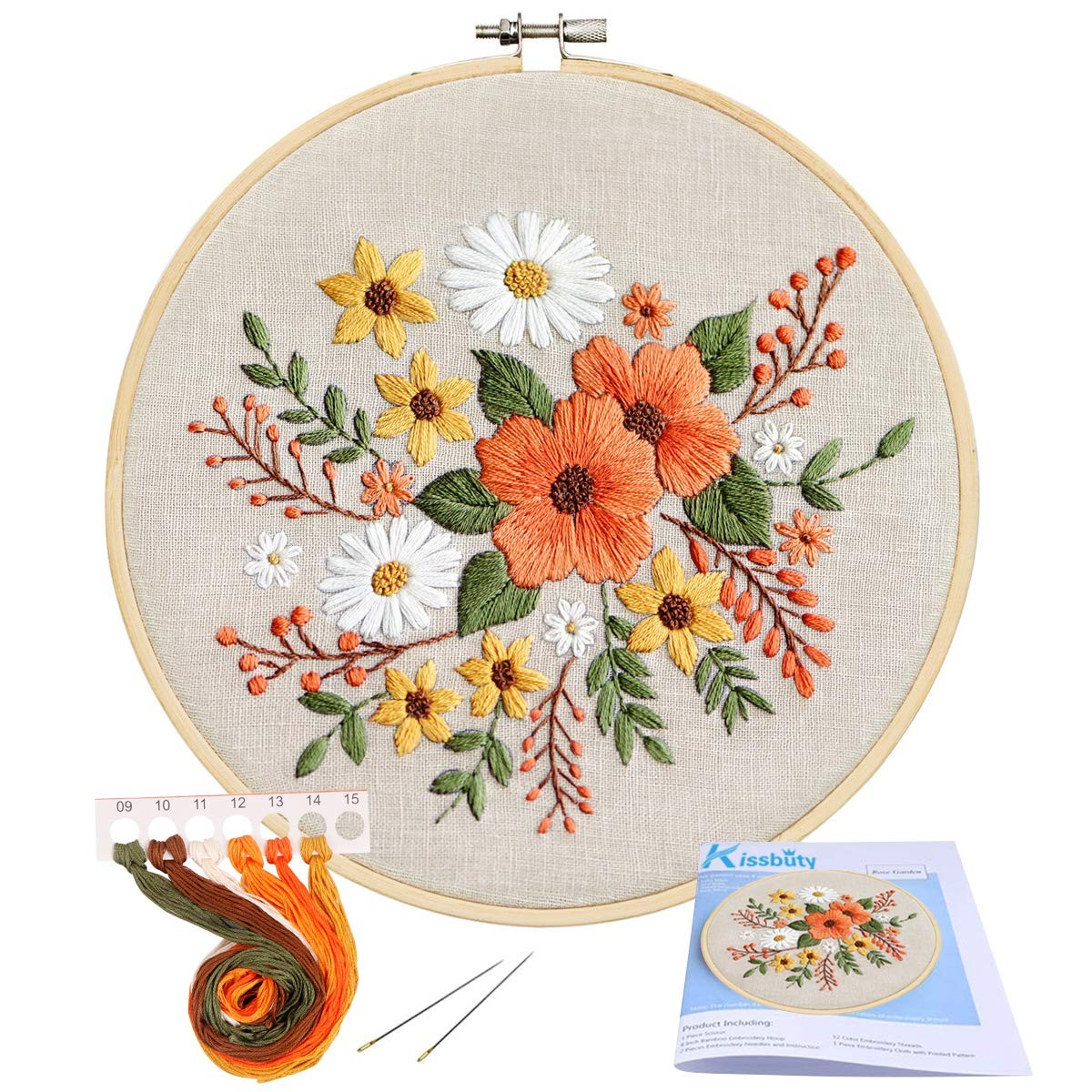 Starter Kit With Pattern, Bamboo Hoop, 7.9 Inches, Flaxen