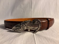Brighton Brown Leather Belt Croc Horse Head Buckle M Very Good Pre-owned 41107