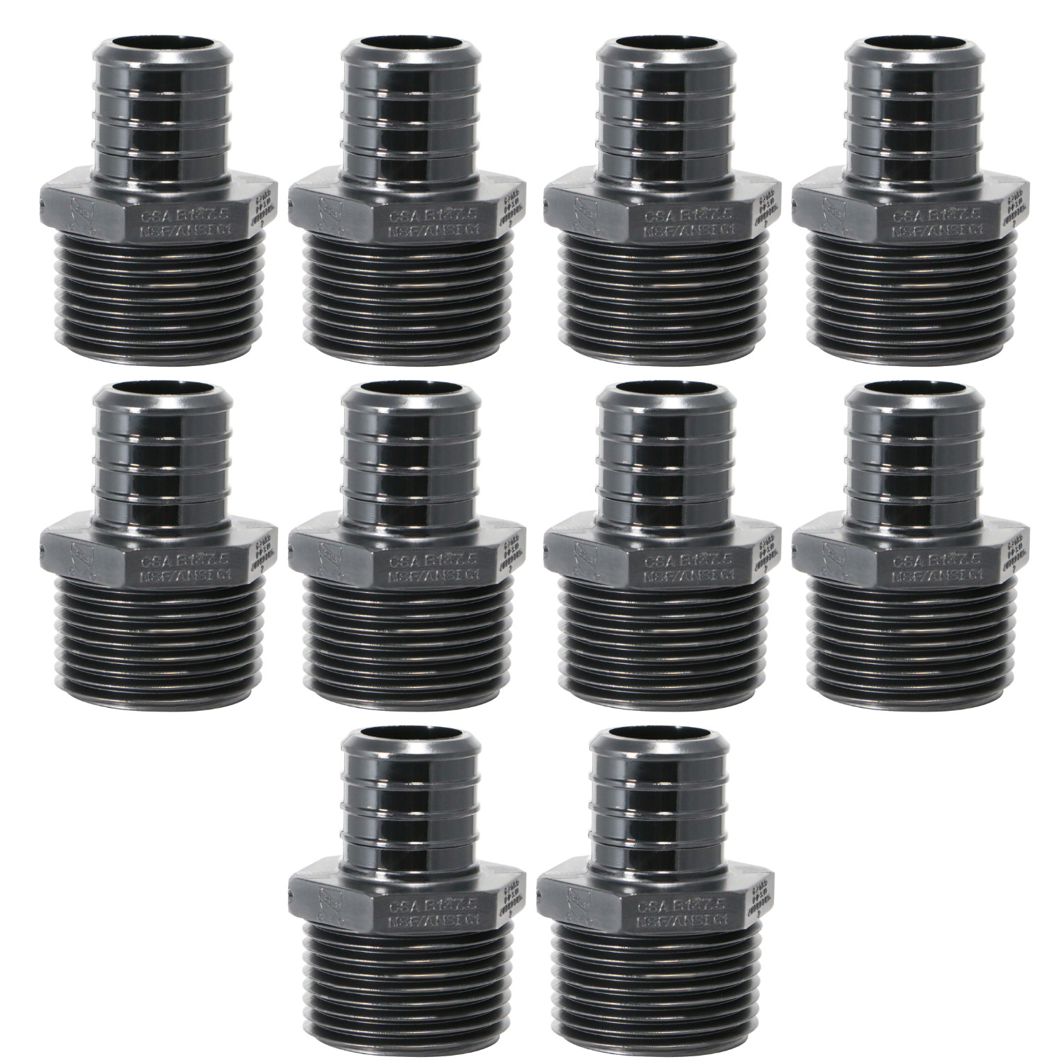 10 Pack XFITTING 1" PEX-B x 1" Male NPT Adapter, NSF, CUPC, Lead Free