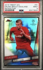 2019-20 Topps Finest UCL Erling Haaland #91 Chrome Refractor Rookie Card PSA 9. rookie card picture