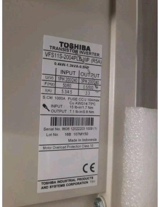 TOSHIBA VF-S11 1PH-200/240V Inverter - 0.4kw/0.5 HP - Image 3 of 4