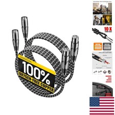 6ft XLR Microphone Cables 2-Pack - Tangle-Free, Durable Design for Professionals