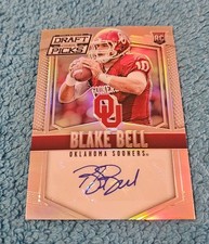2015 Prizm Draft Picks Blake Bell Oklahoma Silver Rookie Autograph #155 (5)
