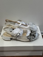 Betsy Johnson Kids Ivory Floral Mesh Sofya Slingback Pump Size 1 READ DESC