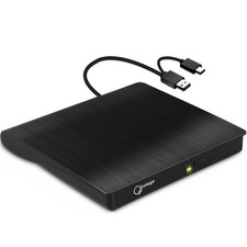 External CD/DVD Drive For Laptop Portable Player USB 3.0 Type C Burner Black
