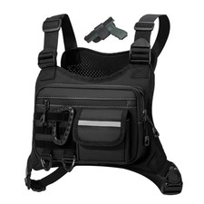 Outdoor Chest Bag For Men, EDC Chest Pack With Built-In Phone Holder, Black New