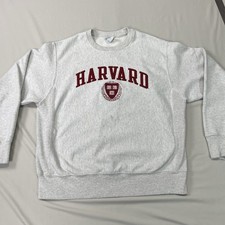 Harvard Sweatshirt Champion Reverse Weave Large Gray Stretch Crest Retro