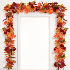 2 Pack Fall Garland Maple Leaf, 5.9Ft/Piece Hanging Vine Garland Artificial