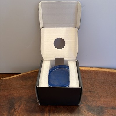 Williams Sonoma Swirl Coasters 4'' Blue Glass Round Set of 4 New Open Box 2021