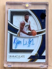 Zion Williamson 2021-22 Panini Immaculate Auto /75 Basketball Trading Card
