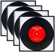4 Pack, Black Music Record Album Frame, Display 12.5"x12.5" Music Vinyl LP Al...