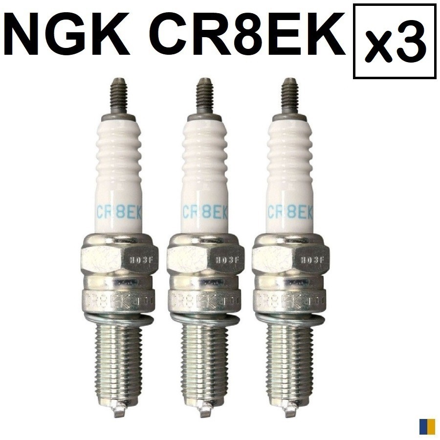 3 bougies NGK CR8EK pour Triumph Speed Triple 1050 de 2005 à 2010