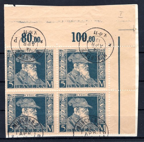 Bavaria 89I As Corner Block Edge of Four Stamped (DA8377