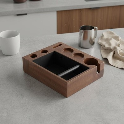 Espresso Knock Box Kit Multi-Function Tamping Station Removable Container