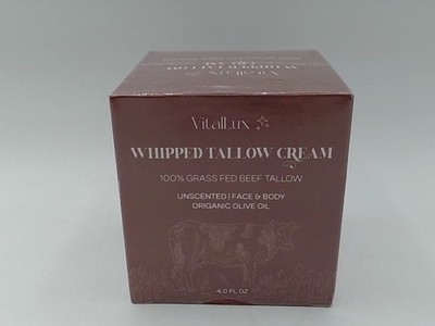 VitalLux Grass-Fed Beef Tallow Moisturizer With Olive Oil Unscented Balm 4oz
