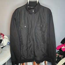 Alfani Mixed-Media Modern Casual Bomber Jacket-Mens XXL-Black-MidWeight-