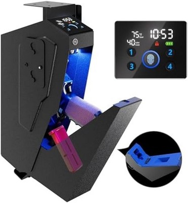 Quick Access Biometric Bedside Gun Safe for Handgun, 2 in 1 Mounted Drop down Ni