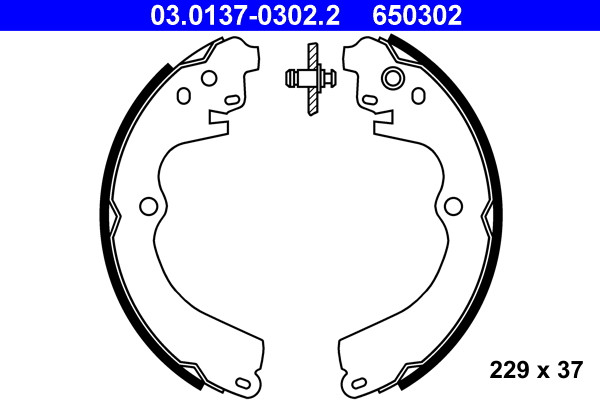 Rear ATE 03.0137-0302.2 Brake Shoe Set for SUBARU