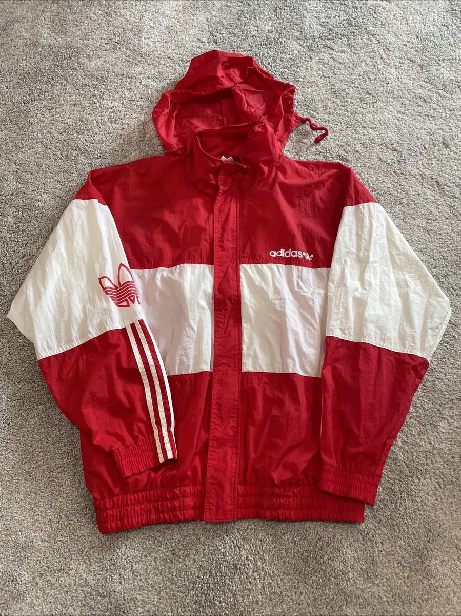 Rare Vintage ADIDAS ORIGINALS D6 F180 RED Hoodie Windbreaker