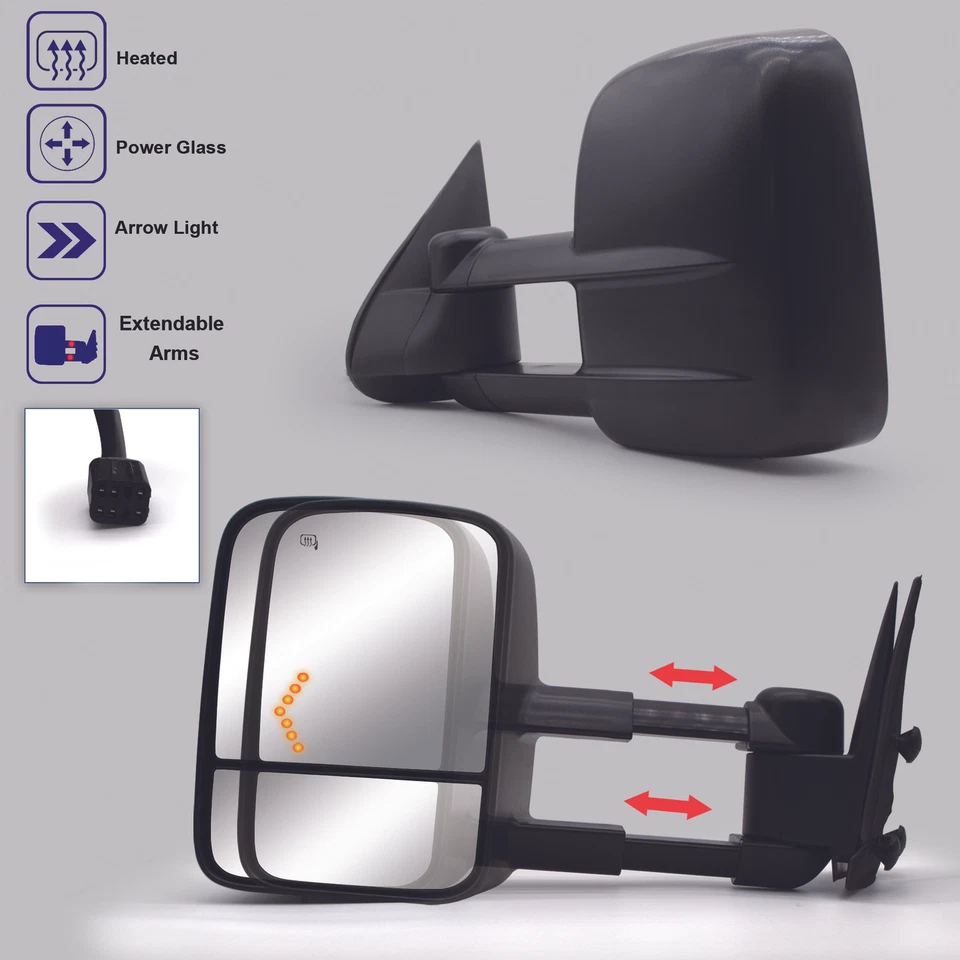 Par de espejos retrovisores eléctricos térmicos para Chevy Silverado Sierra 1500 2500 HD 1999-2002 Foto 2 de 4