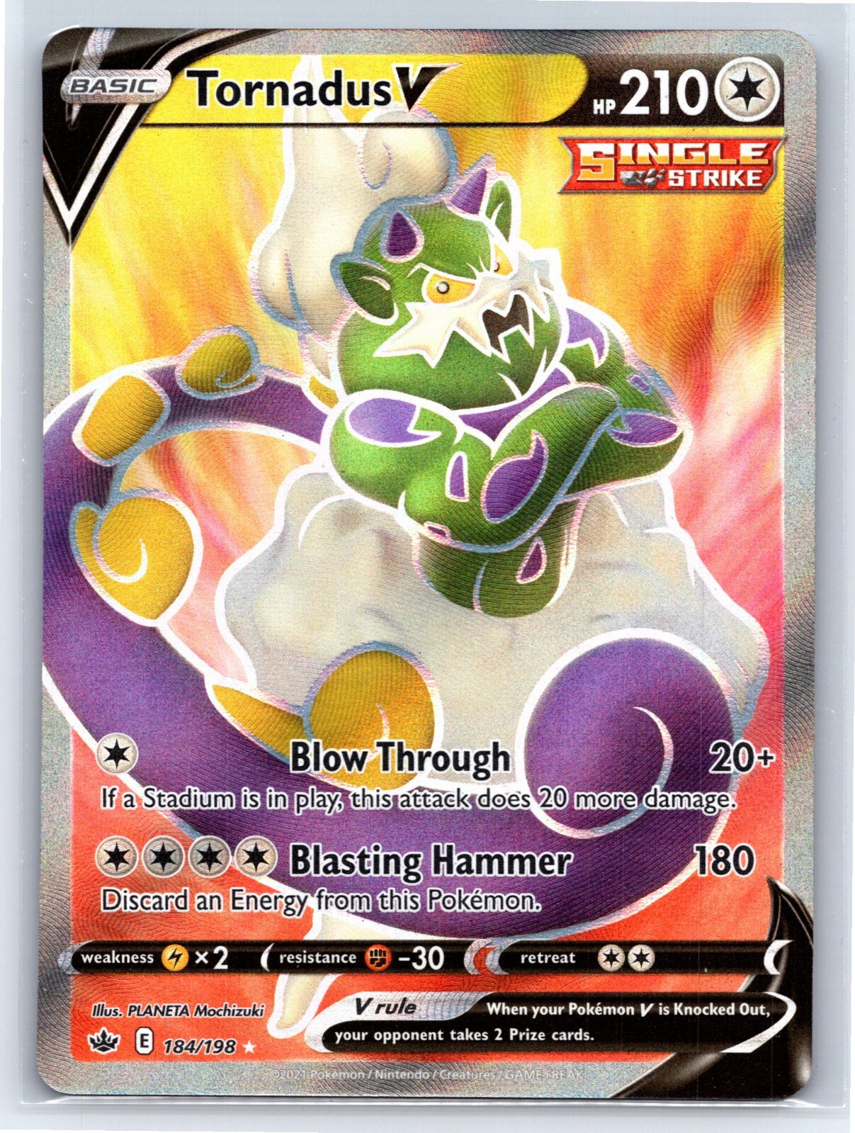 2021 Pokemon TCG Chilling Reign Tornadus V Full Art Ultra Rare 184/198 NM/Mint