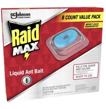 SCJohnson Raid Max Liquid Ant Bait Trap Stations Outdoor & Indoor Home 8 Pack