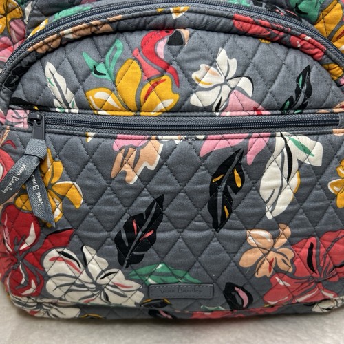 Vera Bradley Coastal Paradise Flamingo Quilted Backpack Gray - Picture 4 of 24