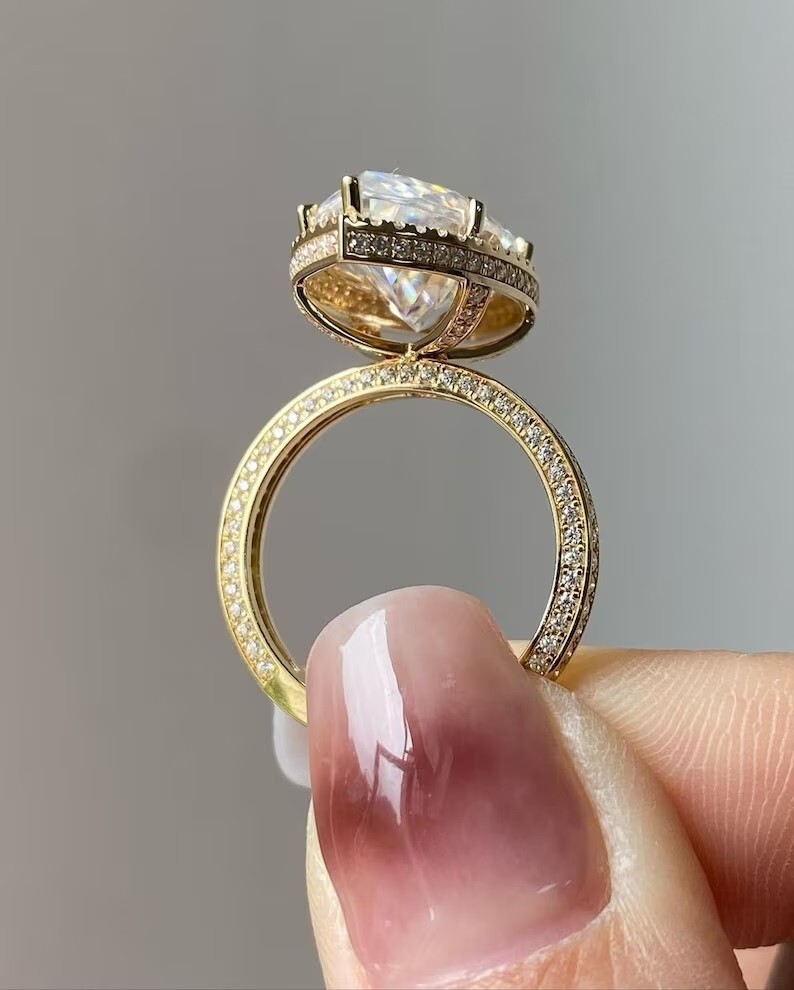 Bague De Fiançailles Solitaire Diamant Lab Cultivé Marquise, Or Jaune 14K, Certificat IGI